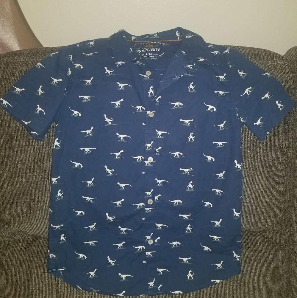 Dinosaur short sleeve button down shirt